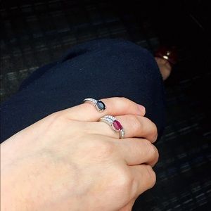 Double Finger Ring Niassa Ruby and Sapphire